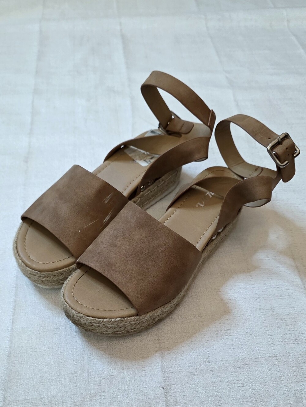 Soda Tan Espadrille Platform Wedge Sandals Size 8.5 Boho Festival